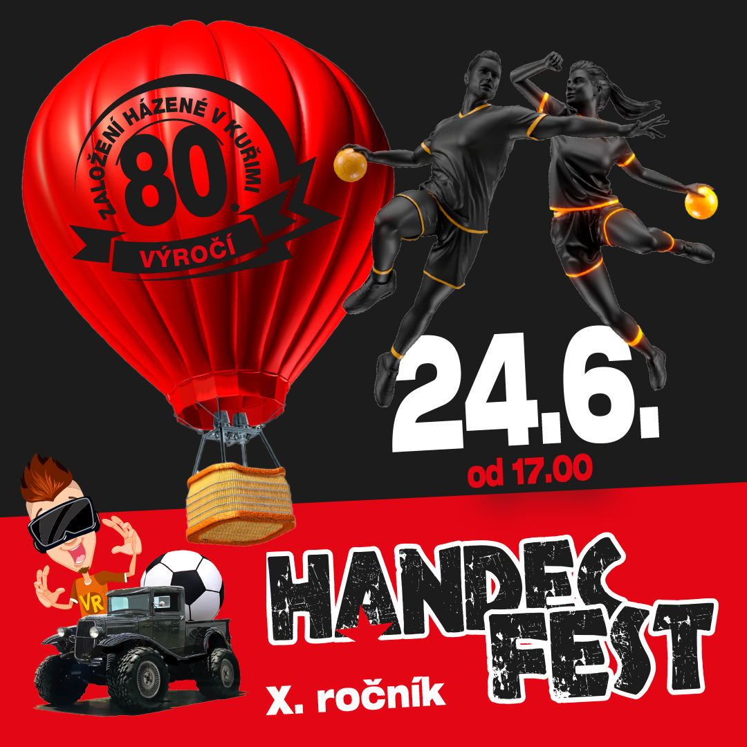 HANDEC FEST 2023 hudbou oslavil 80 let házené v Kuřimi